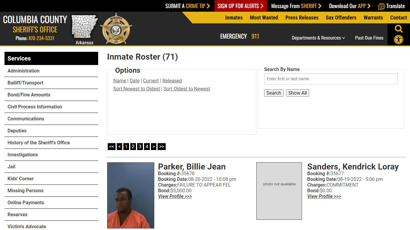 Inmate Roster (64) - Columbia County Sheriff AR