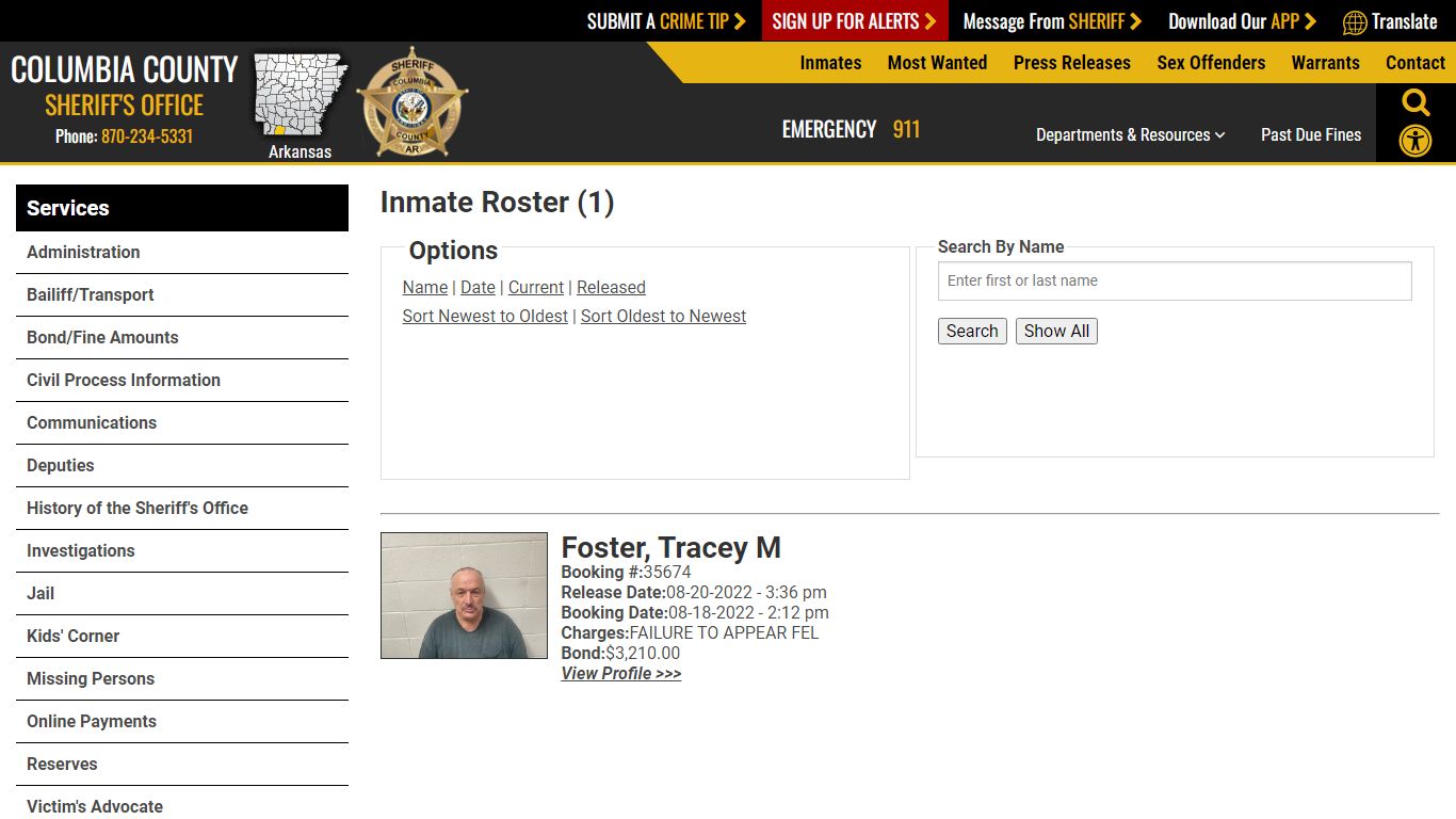 Inmate Roster (3) - Columbia County Sheriff AR